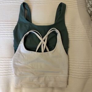 Green and White Sports Bras